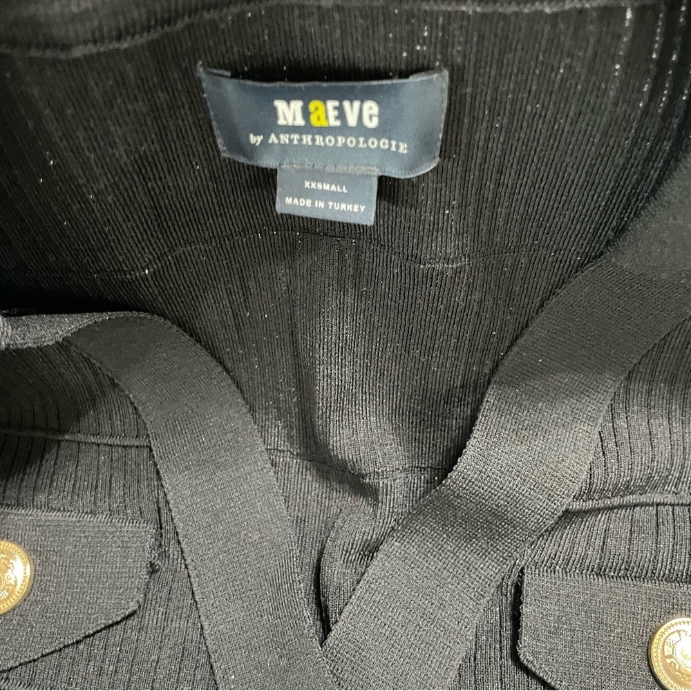 MAEVE By Anthropologie Collared Cardigan Sweater Women's Size XXS Black - Picture 8 of 13